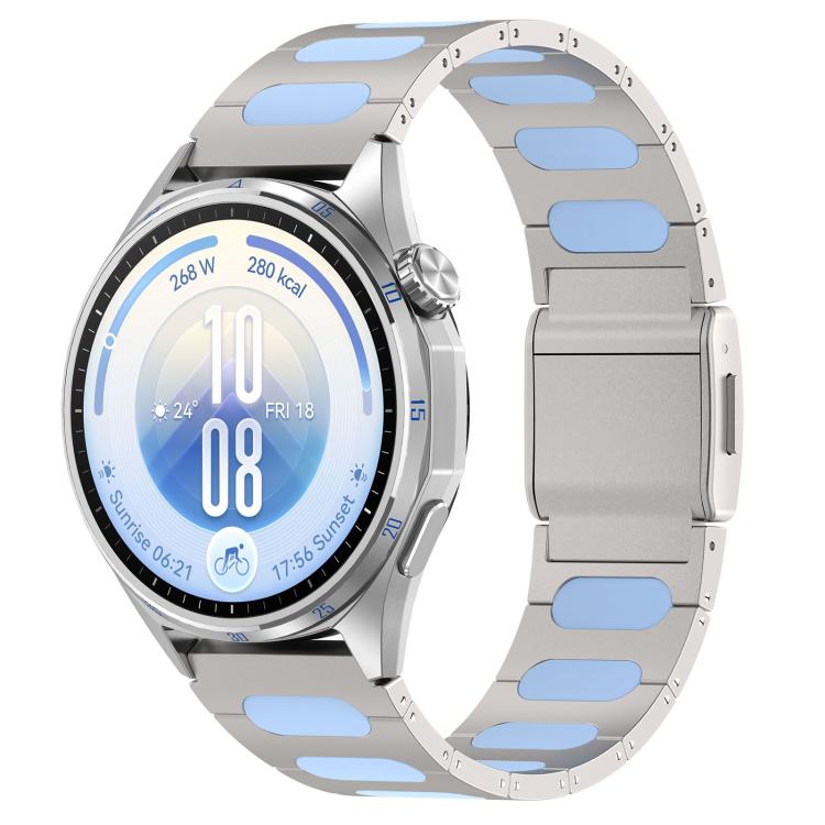 Magnetic Style Alloy Hybrid Silicone Watch Band, 22mm