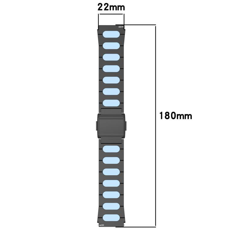 Magnetic Style Alloy Hybrid Silicone Watch Band, 22mm
