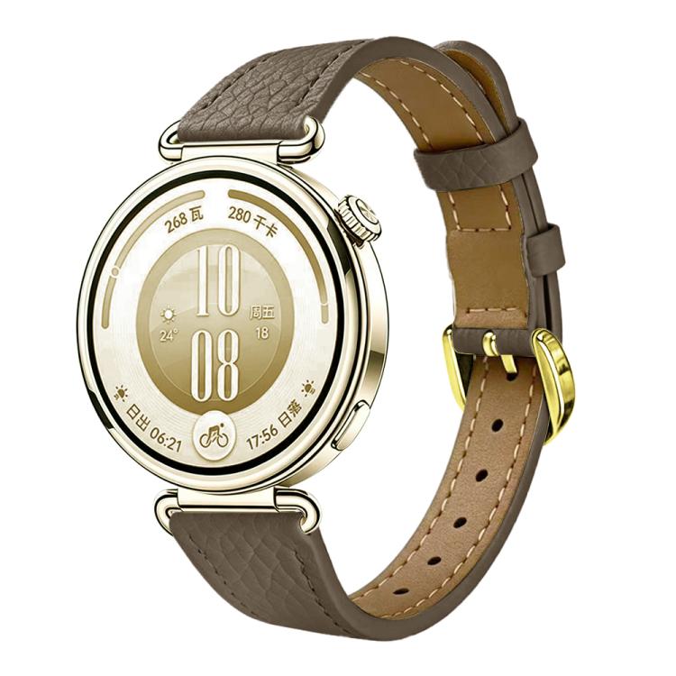 Slim Lychee-Textured Genuine Leather Watch Band, 18mm