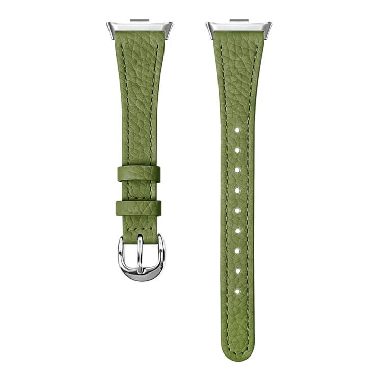 Slim Lychee-Textured Genuine Leather Watch Band, For Xiaomi Band  10 Pro / Redmi Watch 6 / 5