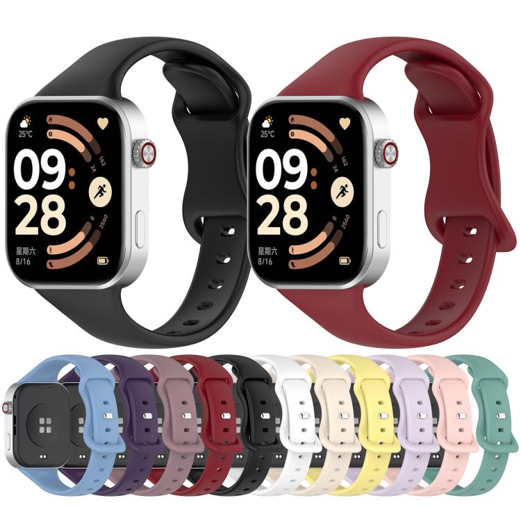 Slim Butterfly Buckle Solid Color Silicone Watch Band, For Xiaomi Band 10 Pro / Redmi Watch 6 / 5