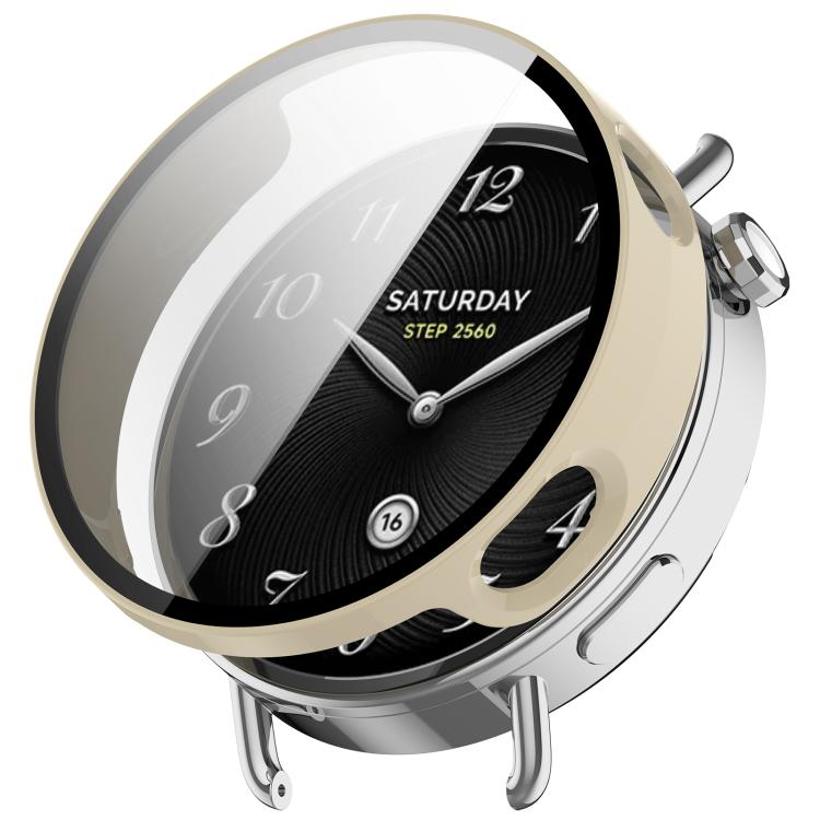 Tempered Film Integrated PC Watch Protective Case, For Xiaomi Watch S5 41mm Ceramic White