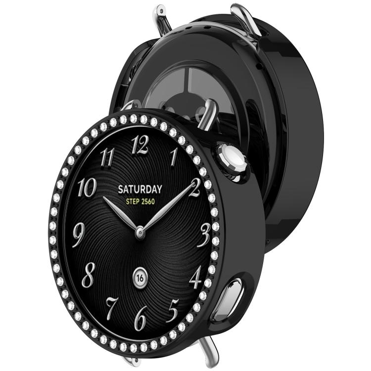 Single Row Diamond Half Coverage Hollow PC Watch Protective Case, For Xiaomi Watch S5 41mm Ceramic White