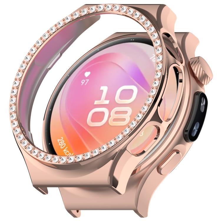 Single Row Diamond Half Coverage Hollow PC Watch Protective Case, For Huawei Watch 6 Pro 46mm, For Huawei Watch 6 Pro 43mm