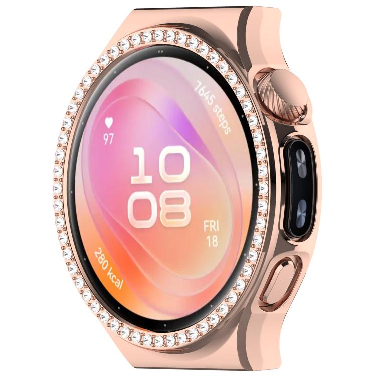 Single Row Diamond Half Coverage Hollow PC Watch Protective Case, For Huawei Watch 6 Pro 46mm, For Huawei Watch 6 Pro 43mm