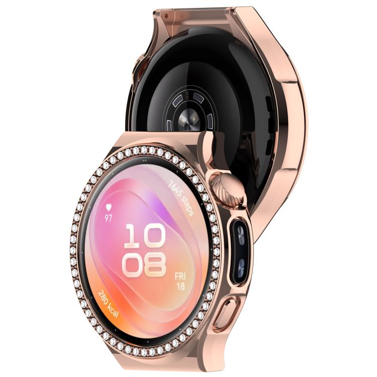 Single Row Diamond Half Coverage Hollow PC Watch Protective Case, For Huawei Watch 6 Pro 46mm, For Huawei Watch 6 Pro 43mm