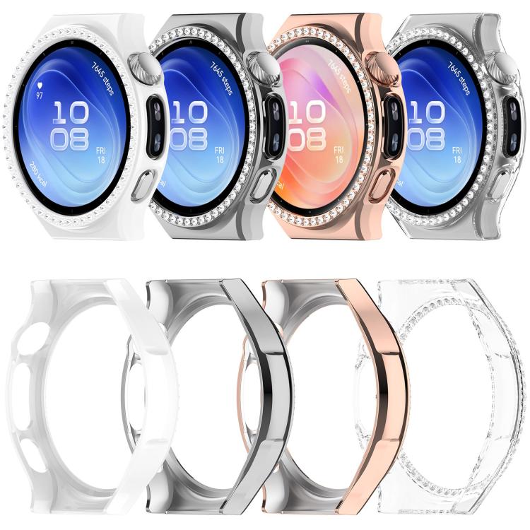 Single Row Diamond Half Coverage Hollow PC Watch Protective Case, For Huawei Watch 6 Pro 46mm, For Huawei Watch 6 Pro 43mm
