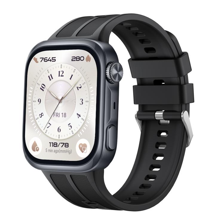 Vertical Striped Pin Buckle Solid Color Silicone Watch Band, For Huawei Watch D3