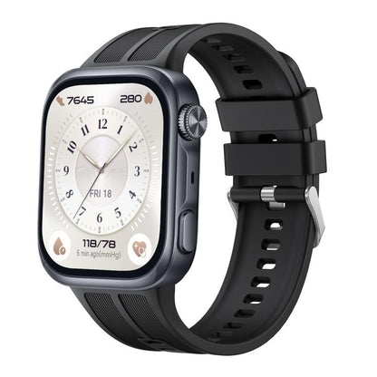 Vertical Striped Pin Buckle Solid Color Silicone Watch Band, For Huawei Watch D3