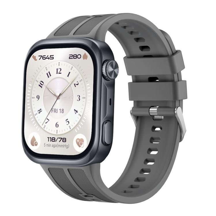 Vertical Striped Pin Buckle Solid Color Silicone Watch Band, For Huawei Watch D3