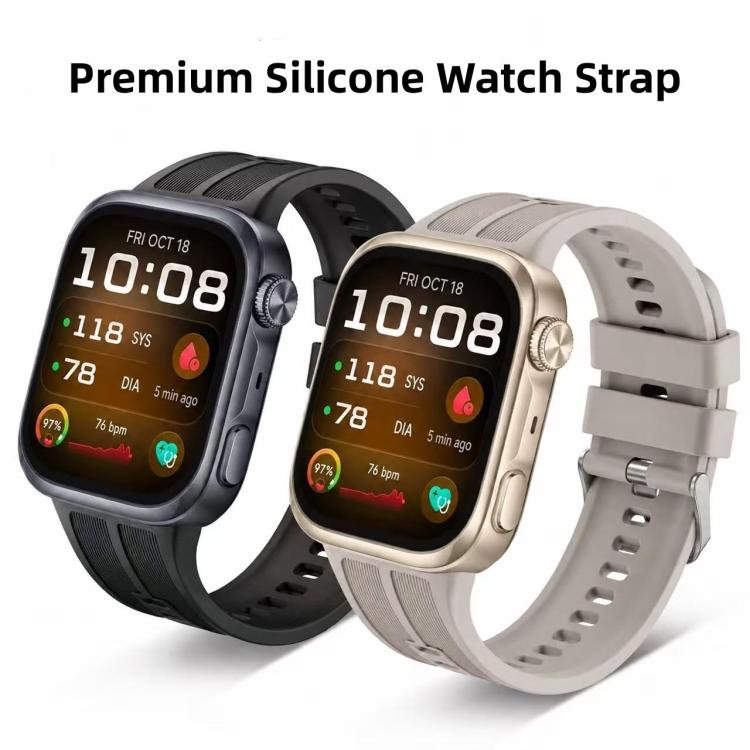 Vertical Striped Pin Buckle Solid Color Silicone Watch Band, For Huawei Watch D3