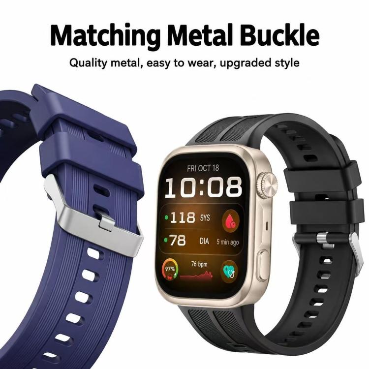 Vertical Striped Pin Buckle Solid Color Silicone Watch Band, For Huawei Watch D3