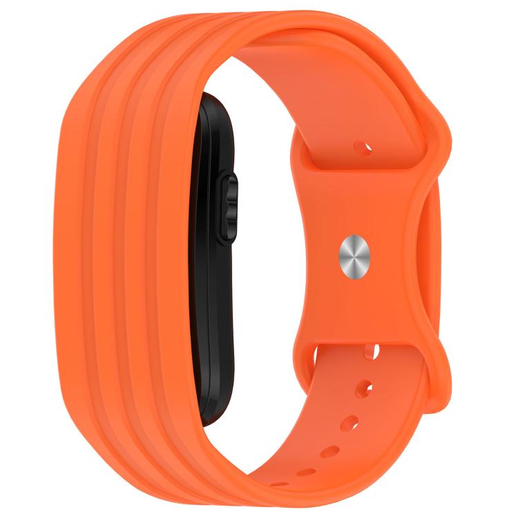 Spring Bar Design Striped Butterfly Clasp Silicone Watch Band, For Garmin CIRQA Smart Band