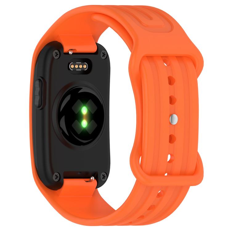Spring Bar Design Striped Butterfly Clasp Silicone Watch Band, For Garmin CIRQA Smart Band