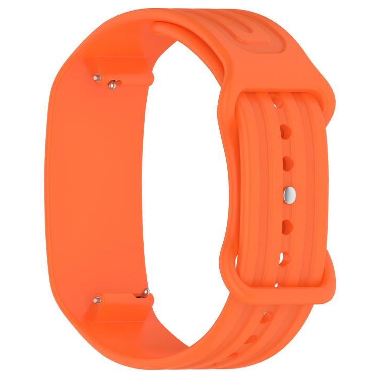 Spring Bar Design Striped Butterfly Clasp Silicone Watch Band, For Garmin CIRQA Smart Band