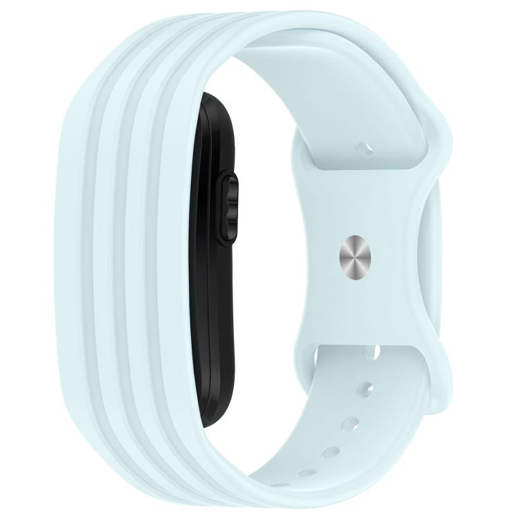 Spring Bar Design Striped Butterfly Clasp Silicone Watch Band, For Garmin CIRQA Smart Band