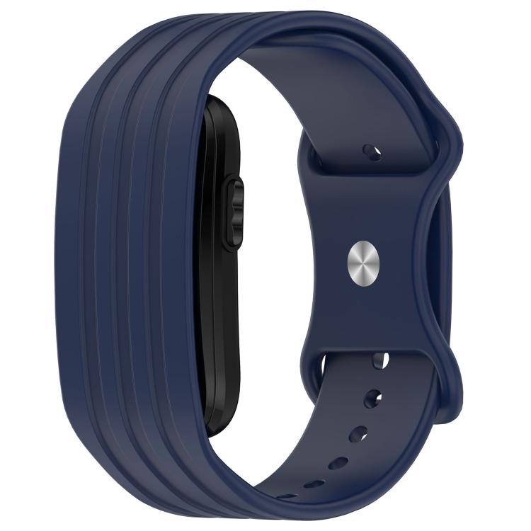 Spring Bar Design Striped Butterfly Clasp Silicone Watch Band, For Garmin CIRQA Smart Band
