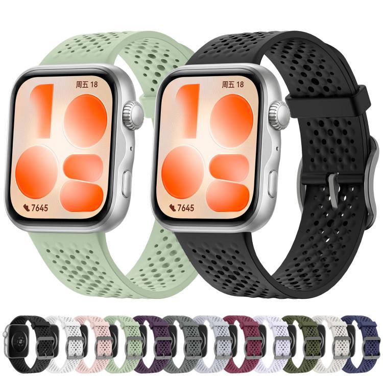 Honeycomb Mesh Pin Buckle Solid Color Silicone Watch Band, For Huawei Watch Fit 5 Pro / Fit 5 / Fit 4