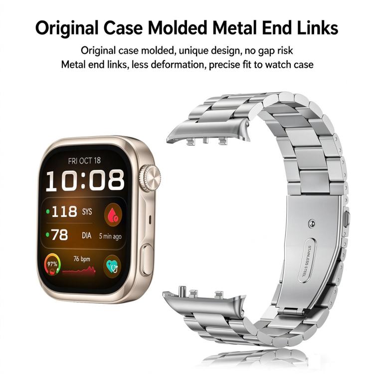 Three Beads Folding Clasp Stainless Steel Watch Band, For Huawei Watch D3