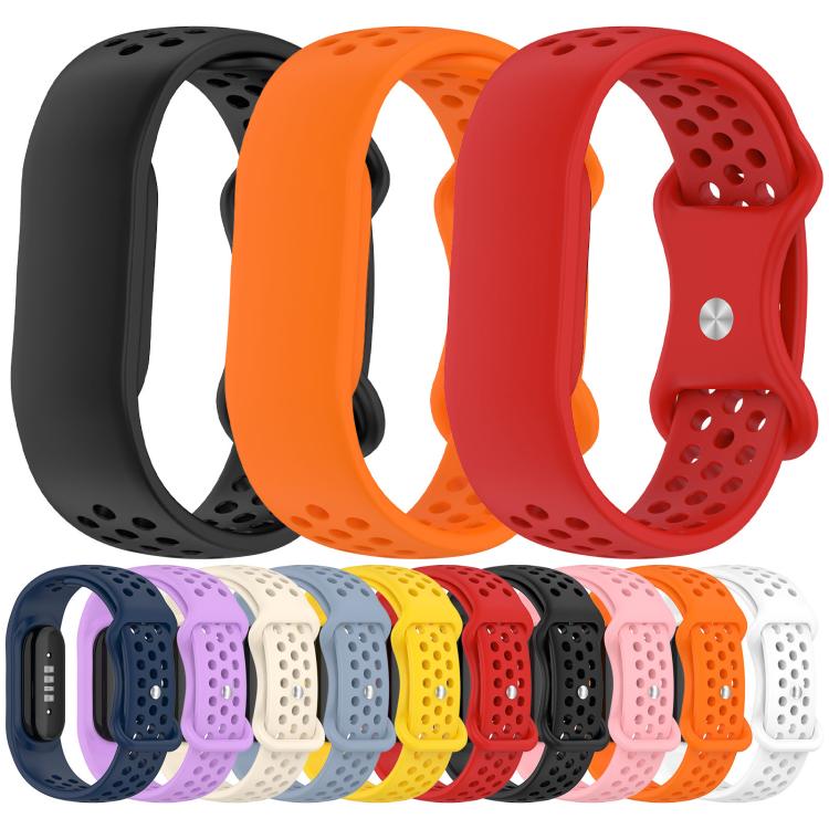 Flat Perforated Breathable Butterfly Buckle Silicone Watch Band, For Google Fitbit Air