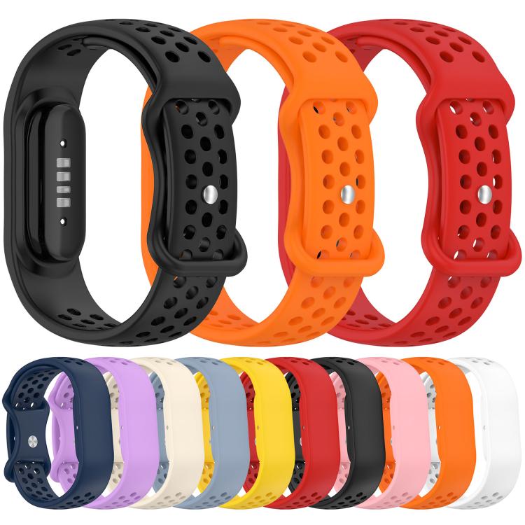 Flat Perforated Breathable Butterfly Buckle Silicone Watch Band, For Google Fitbit Air