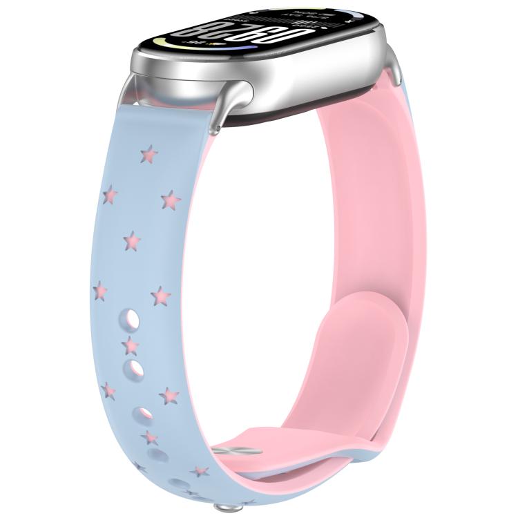 Laser Engraved Star Two Tone Reverse Buckle Silicone Watch Band, For Xiaomi Smart Band 11 / 10 / 9 / 8