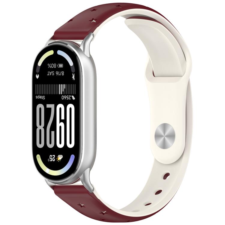 Laser Engraved Star Two Tone Reverse Buckle Silicone Watch Band, For Xiaomi Smart Band 11 / 10 / 9 / 8