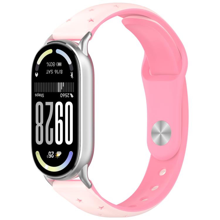 Laser Engraved Star Two Tone Reverse Buckle Silicone Watch Band, For Xiaomi Smart Band 11 / 10 / 9 / 8