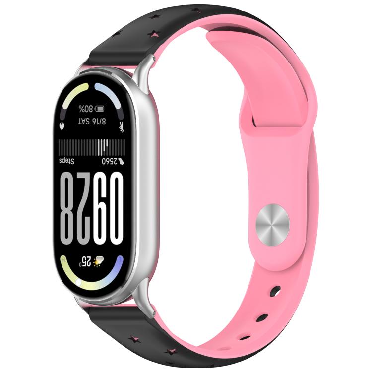 Laser Engraved Star Two Tone Reverse Buckle Silicone Watch Band, For Xiaomi Smart Band 11 / 10 / 9 / 8