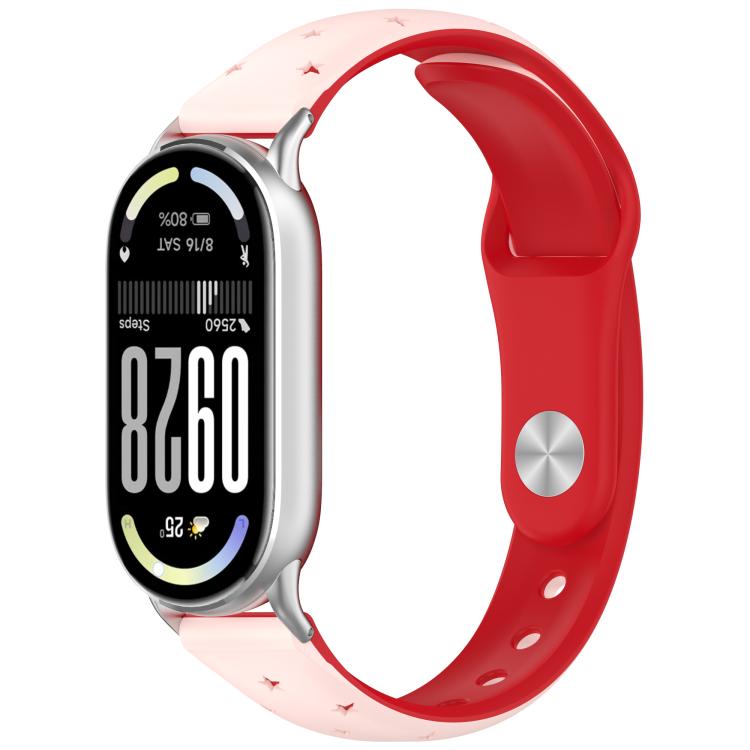 Laser Engraved Star Two Tone Reverse Buckle Silicone Watch Band, For Xiaomi Smart Band 11 / 10 / 9 / 8