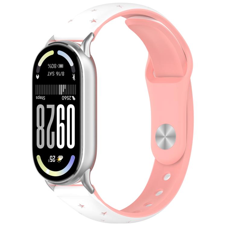 Laser Engraved Star Two Tone Reverse Buckle Silicone Watch Band, For Xiaomi Smart Band 11 / 10 / 9 / 8