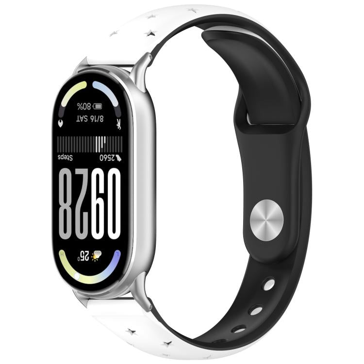 Laser Engraved Star Two Tone Reverse Buckle Silicone Watch Band, For Xiaomi Smart Band 11 / 10 / 9 / 8