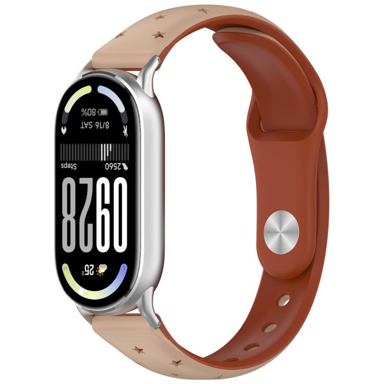 Laser Engraved Star Two Tone Reverse Buckle Silicone Watch Band, For Xiaomi Smart Band 11 / 10 / 9 / 8