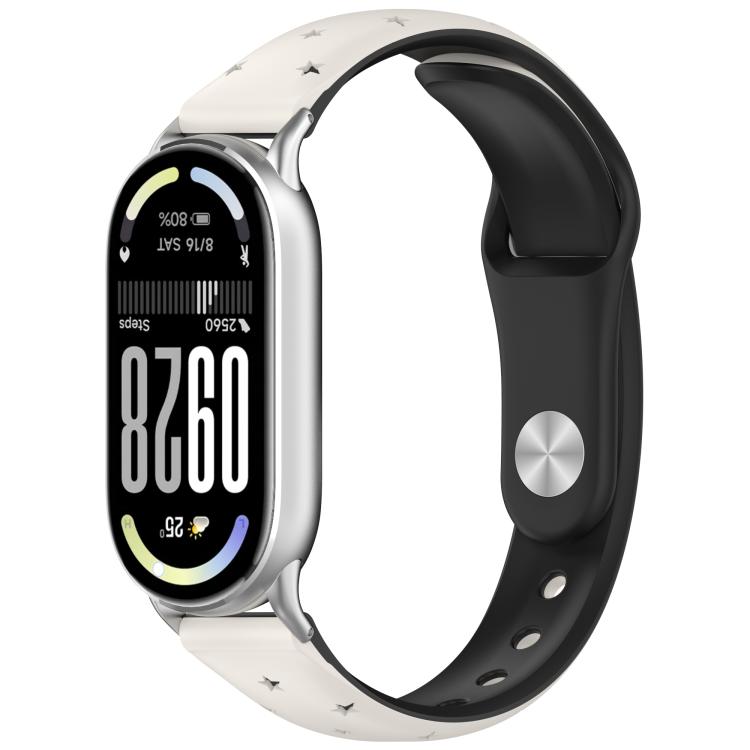 Laser Engraved Star Two Tone Reverse Buckle Silicone Watch Band, For Xiaomi Smart Band 11 / 10 / 9 / 8