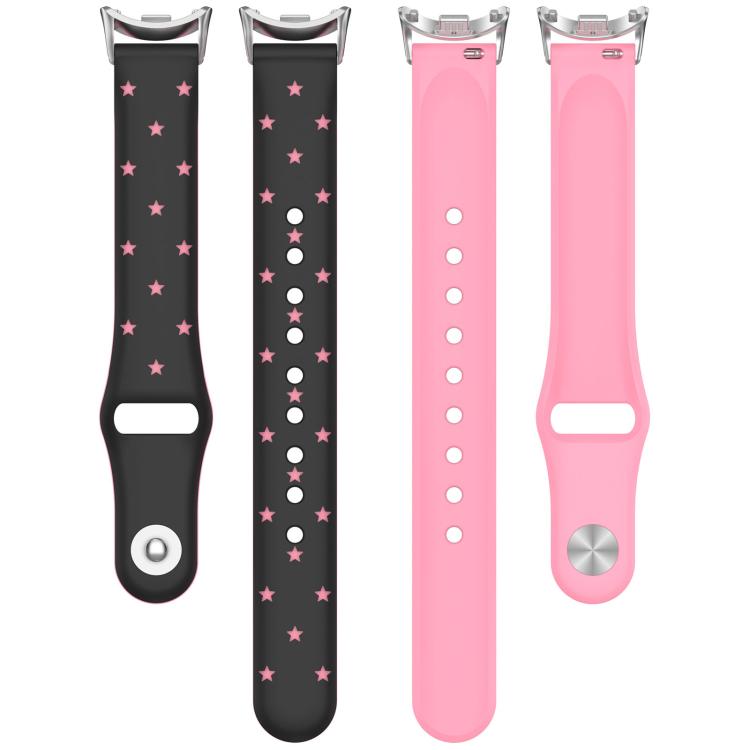 Laser Engraved Star Two Tone Reverse Buckle Silicone Watch Band, For Xiaomi Smart Band 11 / 10 / 9 / 8