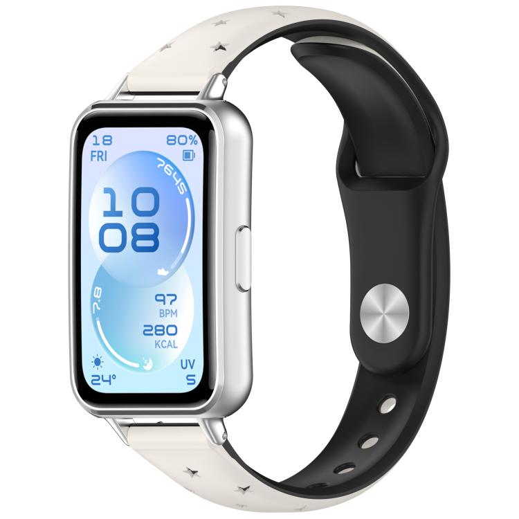 Laser Engraved Star Two Tone Reverse Buckle Silicone Watch Band, For Huawei Band 11 / Band 11 Pro