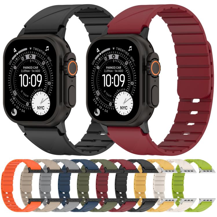 Solid Color Magnetic Silicone Watch Band, For Apple Watch 46mm / 49mm / 45mm / 44mm, For Apple Watch 42mm / 41mm / 40mm / 38mm