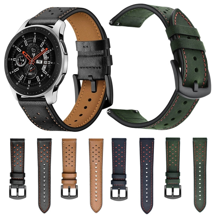 Leather sport watch straps assortment with black and green options, buckle clasps included