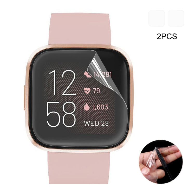 Full coverage TPU screen protector film for Fitbit Versa 2, 2-pack with install tool