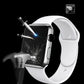 Tempered glass screen protector on smartwatch display with impact spark