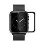 Tempered glass screen protector film on black smartwatch, curved full-cover