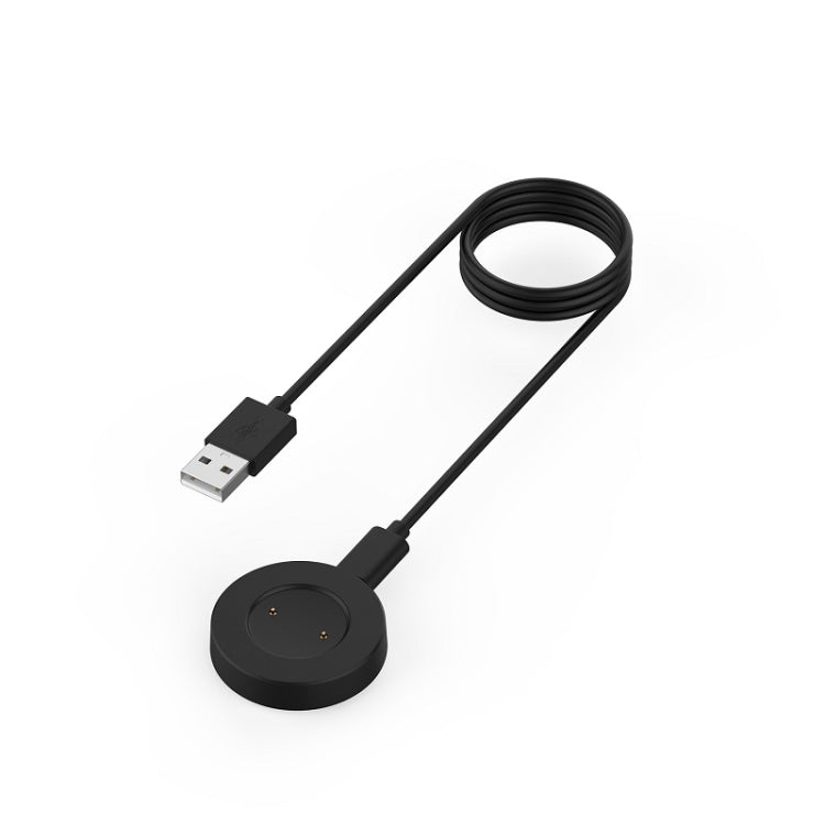 Black USB charging cable with magnetic round charger pad, 1m line length