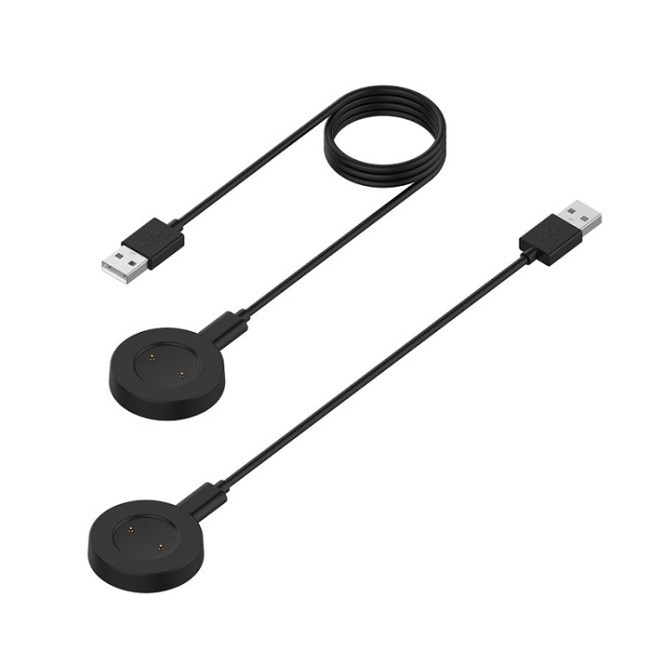 Two black magnetic charging pads with USB cable and round bases