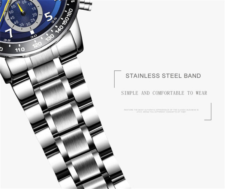 Men's wristwatch with stainless steel link band and brushed metal finish