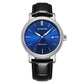 Ochstin men's automatic mechanical watch, blue dial, black leather strap, date window