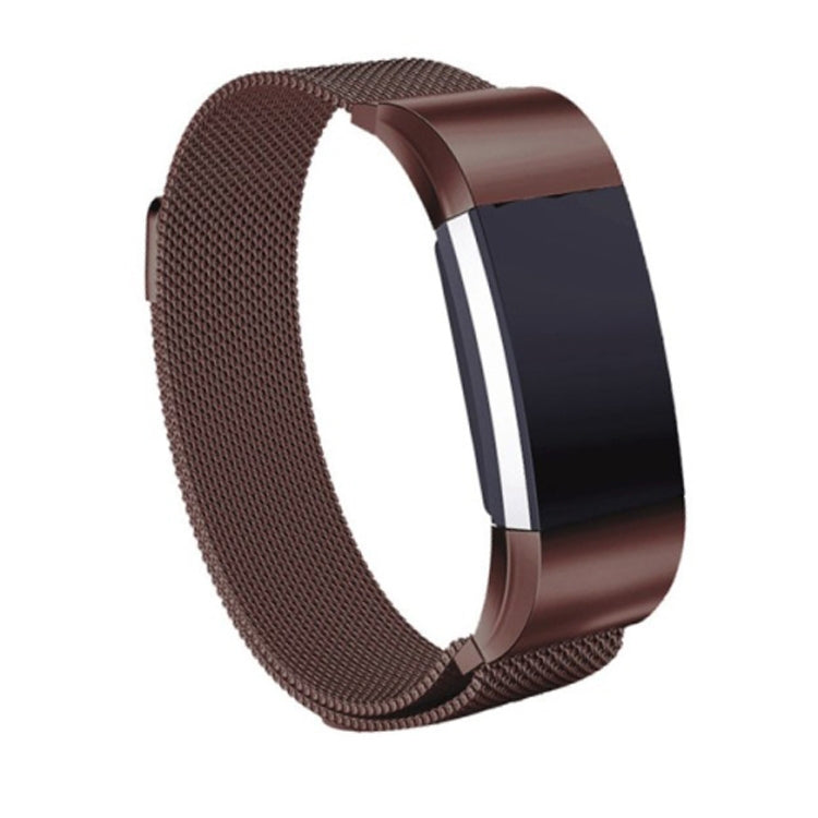 Coffee brown magnetic wrist strap with woven mesh band and metal watch holder