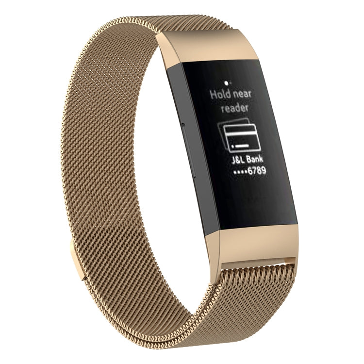 Champagne gold magnetic wrist strap with woven mesh band and metal watch holder