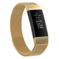 Stainless steel magnetic wrist strap with champagne-gold mesh band for Fitbit Charge 4/3