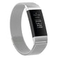 Stainless steel magnetic wrist strap with silver-gray mesh band for Fitbit Charge 4/3