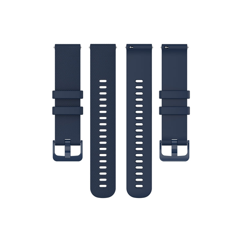 Navy silicone smartwatch strap with clasp buckle and adjustment holes